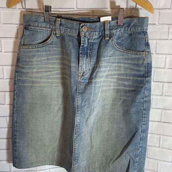 Lucky Brand VTG Distressed Denim Mini Skirt Sz 8 - Picture 1 of 8